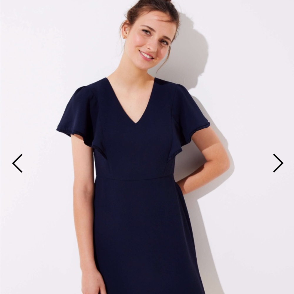 LOFT Navy flutter sleeve dress
